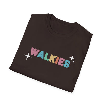 WALKIES Dog Mom Shirt – Cute Pastel Rainbow Pet Lover Tee, Oversized Dog Walking Shirt for Dog Parents