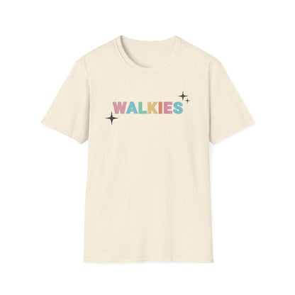 WALKIES Dog Mom Shirt – Cute Pastel Rainbow Pet Lover Tee, Oversized Dog Walking Shirt for Dog Parents