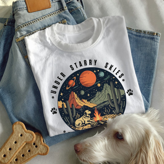 Camping Dog Shirt – Retro Hiking Graphic Tee for Dog Moms, Dog Dads, and Adventure Lovers