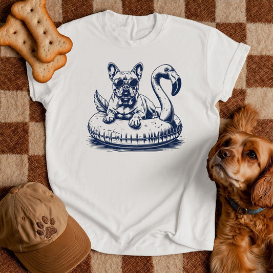 French Bulldog Summer Flamingo T-shirt