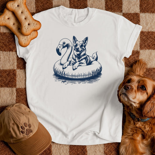German Shepherd Summer Flamingo T-shirt
