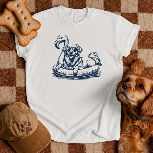 Golden Retriever Summer Flamingo T-shirt