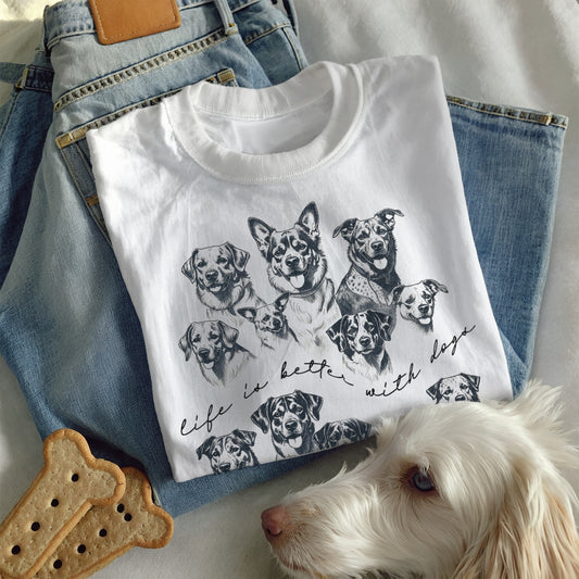 Life Is Better With Dogs Graphic Tee – Cute Dog T-Shirt for Dog Moms and Pet Parents, Dog Lover Gift