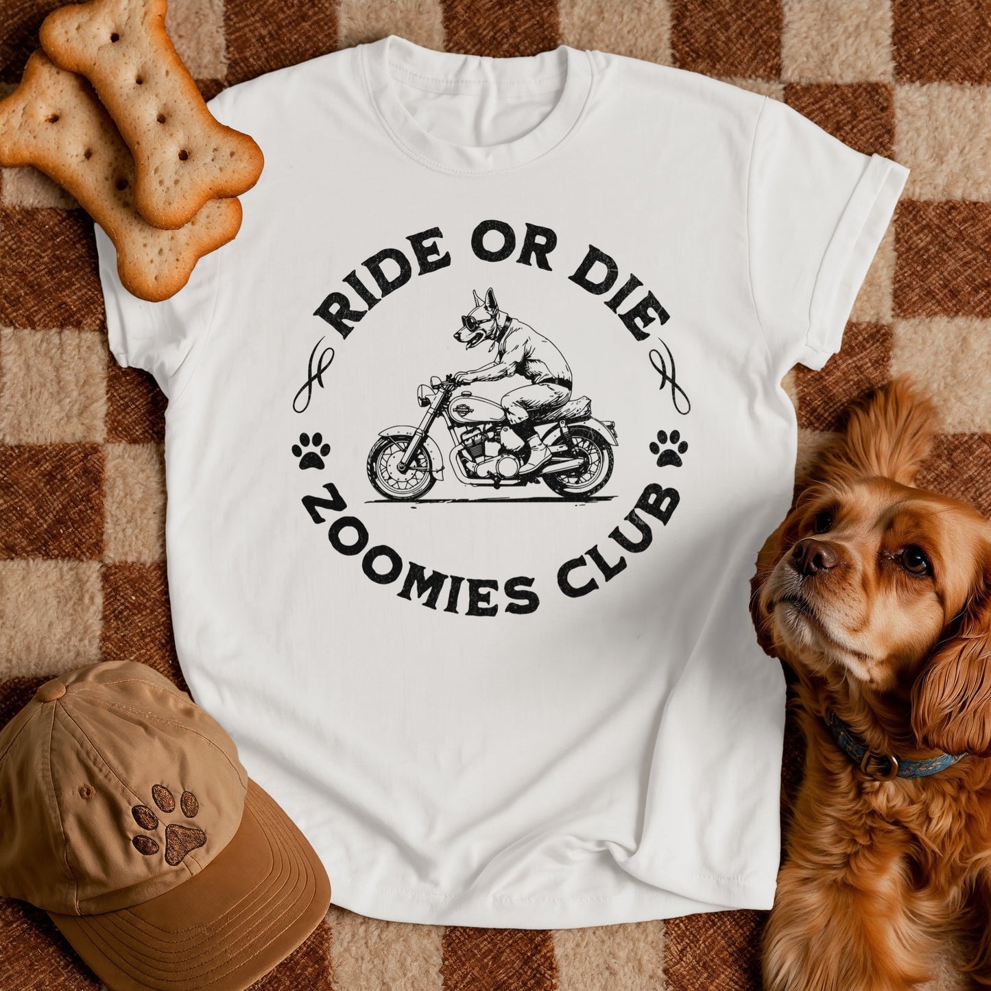 Ride or Die Dog Shirt – Zoomies Club Funny Biker Dog Motorcycle T-Shirt, Gift for Dog Dad