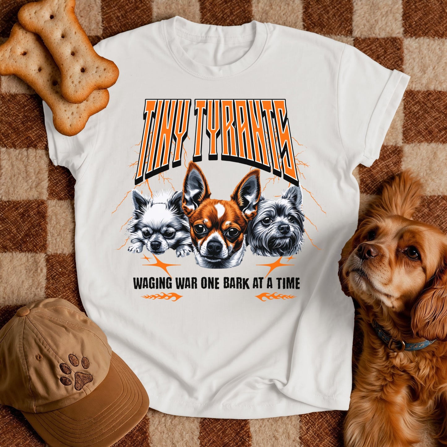 Tiny Tyrants Small Dog T-Shirt – Funny Dog Tshirt, Chihuahua & Yorkie & Pomeranian Pet Lover Tee, Small Dog Attitude, Hilarious Small Dog Gift