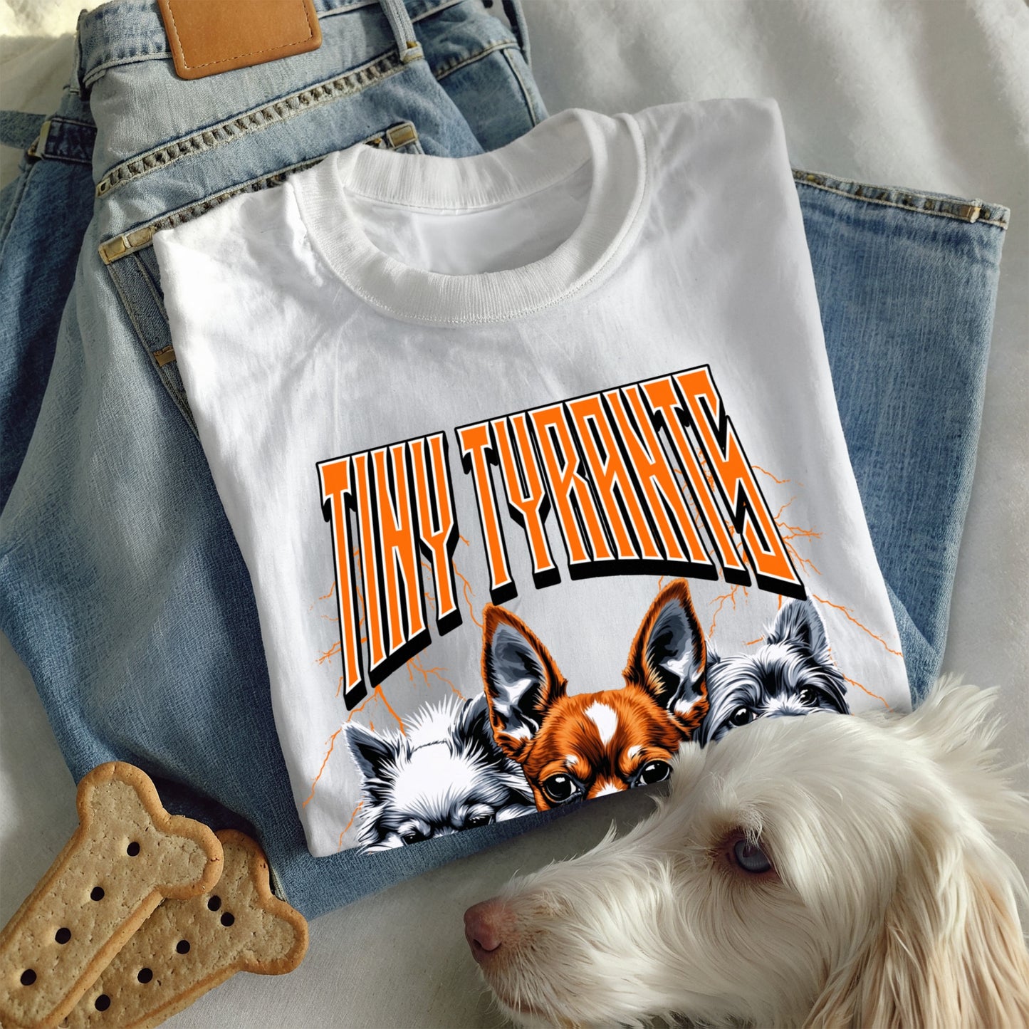 Tiny Tyrants Small Dog T-Shirt – Funny Dog Tshirt, Chihuahua & Yorkie & Pomeranian Pet Lover Tee, Small Dog Attitude, Hilarious Small Dog Gift