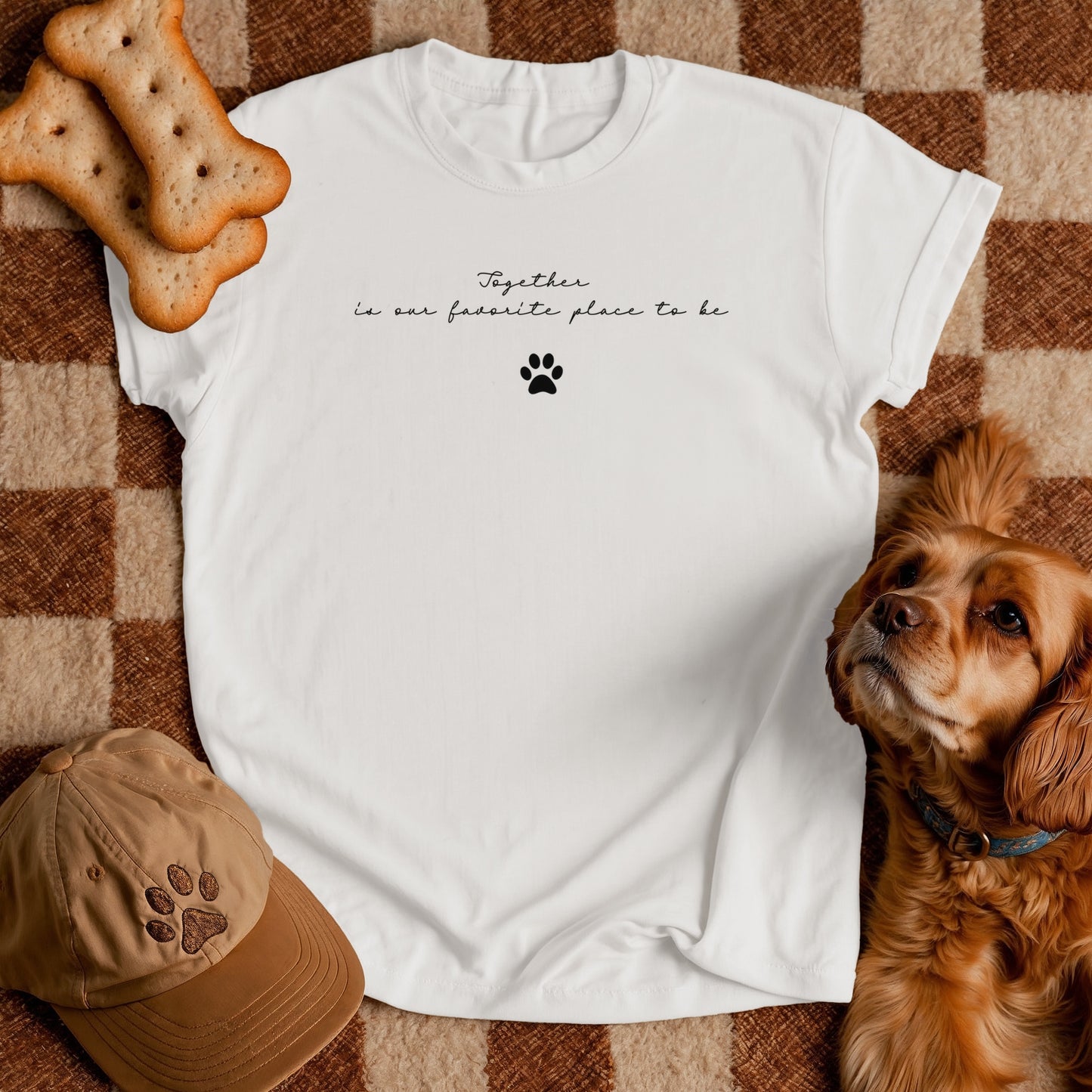 Together Is Our Favorite Place to Be T-Shirt - Minimalist Paw Print Graphic Tee